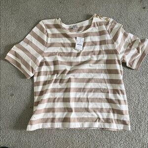 J. Crew Beige and White Striped Top